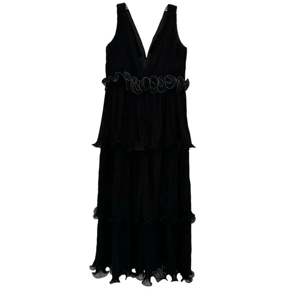 Ieena for Mac Duggal Rosette Ruffle Layered Maxi Dress Size 12 - Picture 4 of 11